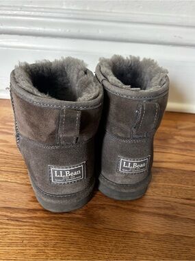 L.L.Bean Gray Suede Shearling Boots